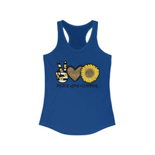 Load image into Gallery viewer, Peace Love Summer (w/Sunflower) - Women's Ideal Racerback Tank