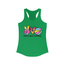 Load image into Gallery viewer, Peace Love Summer (w/Beach Ball) - Women's Ideal Racerback Tank