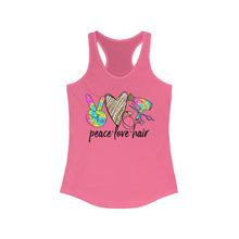 Load image into Gallery viewer, Peace Love Hair (w/Gold Heart) - Women's Ideal Racerback Tank