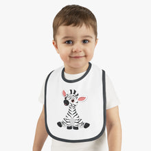 Load image into Gallery viewer, Baby Contrast Trim Jersey Bib Zebra