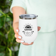 Load image into Gallery viewer, Happiness Camping Vibes 12oz Insulated Wine Tumbler