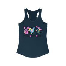 Load image into Gallery viewer, Peace Love Hair (w/Tye Dye Heart) - Women's Ideal Racerback Tank
