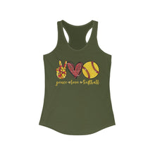 Load image into Gallery viewer, Peace Love Softball - Women's Ideal Racerback Tank