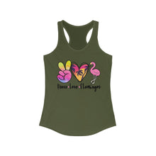 Load image into Gallery viewer, Peace Love Flamingo - Women's Ideal Racerback Tank