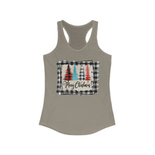 Load image into Gallery viewer, Merry Christmas w/trees with black border - Women's Ideal Racerback Tank