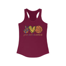 Load image into Gallery viewer, Peace Love Basketball - Women's Ideal Racerback Tank