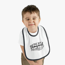 Load image into Gallery viewer, One boy thousand feelings Baby Contrast Trim Jersey Bib