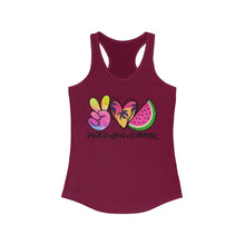 Load image into Gallery viewer, Peace Love Summer (w/Watermelon) - Women's Ideal Racerback Tank