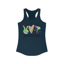 Load image into Gallery viewer, Peace Love Hair (w/Gold Heart) - Women's Ideal Racerback Tank