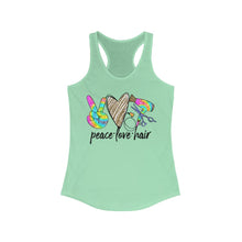 Load image into Gallery viewer, Peace Love Hair (w/Gold Heart) - Women's Ideal Racerback Tank