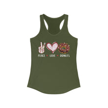Load image into Gallery viewer, Peace Love Donuts - Women's Ideal Racerback Tank