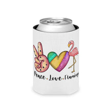 Load image into Gallery viewer, Peace Love Flamingo - Can Cooler