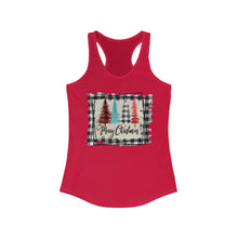 Load image into Gallery viewer, Merry Christmas w/trees with black border - Women's Ideal Racerback Tank