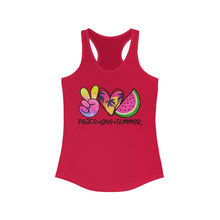 Load image into Gallery viewer, Peace Love Summer (w/Watermelon) - Women's Ideal Racerback Tank