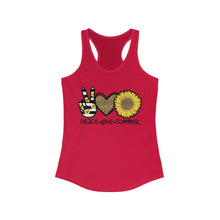 Load image into Gallery viewer, Peace Love Summer (w/Sunflower) - Women's Ideal Racerback Tank