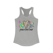 Load image into Gallery viewer, Peace Love Hair (w/Gold Heart) - Women's Ideal Racerback Tank