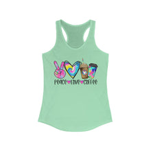 Load image into Gallery viewer, Peace Love Coffee - Women's Ideal Racerback Tank
