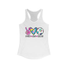 Load image into Gallery viewer, Peace Love Soccer - Women's Ideal Racerback Tank