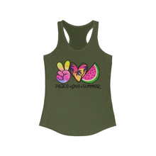 Load image into Gallery viewer, Peace Love Summer (w/Watermelon) - Women's Ideal Racerback Tank