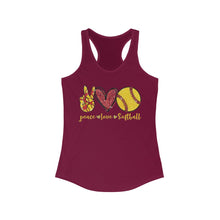 Load image into Gallery viewer, Peace Love Softball - Women's Ideal Racerback Tank