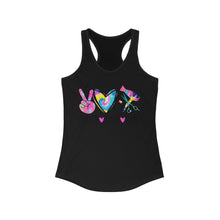 Load image into Gallery viewer, Peace Love Hair (w/Tye Dye Heart) - Women's Ideal Racerback Tank