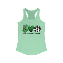Load image into Gallery viewer, Peace Love Soccer - Women's Ideal Racerback Tank