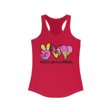 Load image into Gallery viewer, Peace Love Summer (w/Ice Cream Cones) - Women's Ideal Racerback Tank
