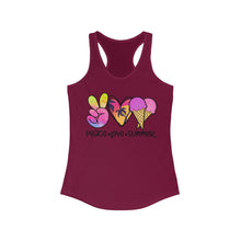 Load image into Gallery viewer, Peace Love Summer (w/Ice Cream Cones) - Women's Ideal Racerback Tank