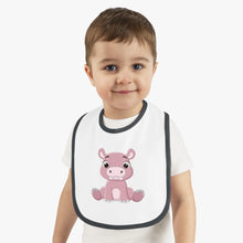 Load image into Gallery viewer, Baby Contrast Trim Jersey Bib Hippo