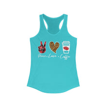Load image into Gallery viewer, Peace Love Coffee - Women's Ideal Racerback Tank