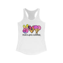 Load image into Gallery viewer, Peace Love Summer (w/Ice Cream Cones) - Women's Ideal Racerback Tank