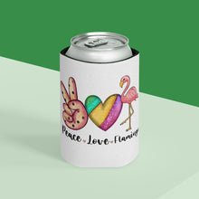Load image into Gallery viewer, Peace Love Flamingo - Can Cooler