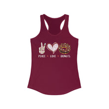 Load image into Gallery viewer, Peace Love Donuts - Women's Ideal Racerback Tank