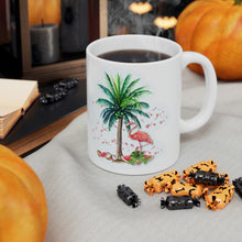 Load image into Gallery viewer, Flamingo and Palm Tree Ceramic Mug 11oz