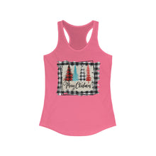 Load image into Gallery viewer, Merry Christmas w/trees with black border - Women's Ideal Racerback Tank
