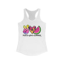 Load image into Gallery viewer, Peace Love Summer (w/Watermelon) - Women's Ideal Racerback Tank