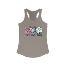 Load image into Gallery viewer, Peace Love Soccer - Women's Ideal Racerback Tank