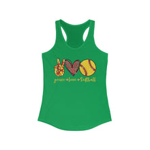 Load image into Gallery viewer, Peace Love Softball - Women's Ideal Racerback Tank