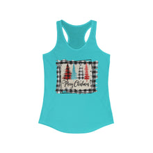 Load image into Gallery viewer, Merry Christmas w/trees with black border - Women's Ideal Racerback Tank