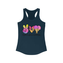 Load image into Gallery viewer, Peace Love Summer (w/Ice Cream Cones) - Women's Ideal Racerback Tank