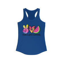 Load image into Gallery viewer, Peace Love Summer (w/Watermelon) - Women's Ideal Racerback Tank