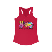 Load image into Gallery viewer, Peace Love Summer (w/Beach Ball) - Women's Ideal Racerback Tank