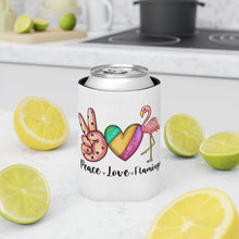 Load image into Gallery viewer, Peace Love Flamingo - Can Cooler