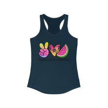 Load image into Gallery viewer, Peace Love Summer (w/Watermelon) - Women's Ideal Racerback Tank
