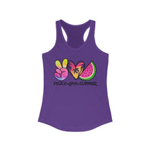 Load image into Gallery viewer, Peace Love Summer (w/Watermelon) - Women's Ideal Racerback Tank