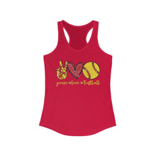 Load image into Gallery viewer, Peace Love Softball - Women's Ideal Racerback Tank