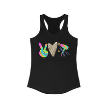 Load image into Gallery viewer, Peace Love Hair (w/Gold Heart) - Women's Ideal Racerback Tank