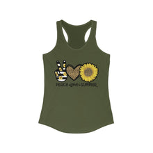 Load image into Gallery viewer, Peace Love Summer (w/Sunflower) - Women's Ideal Racerback Tank