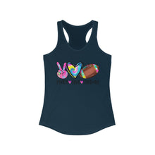 Load image into Gallery viewer, Peace Love Football (w/ Tye Dye Ball) - Women's Ideal Racerback Tank