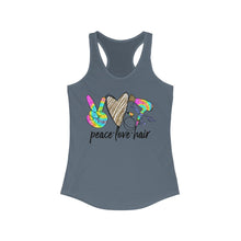 Load image into Gallery viewer, Peace Love Hair (w/Gold Heart) - Women's Ideal Racerback Tank